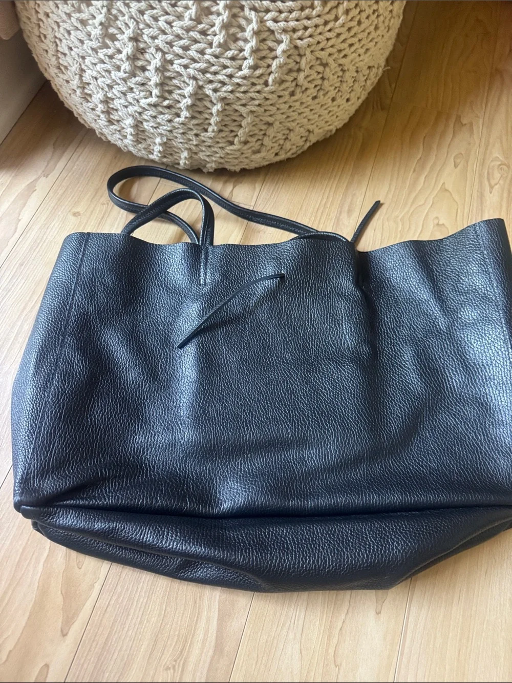 Egerton Italian Leather Shopper - Black  - ACT III
